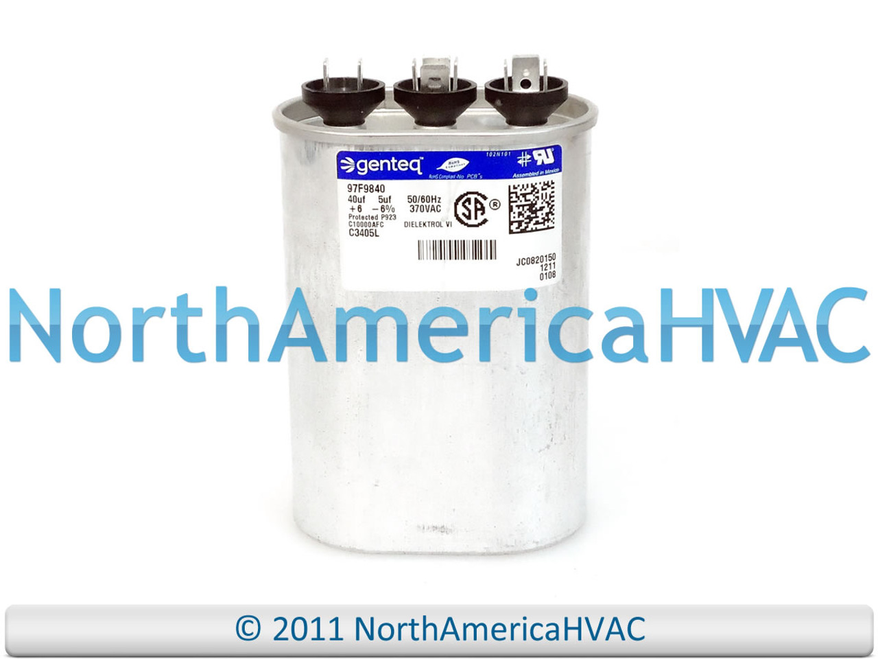 Capcom GE Genteq Capacitor Oval 40/5 uf MFD 370 Volt VAC